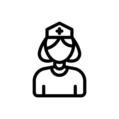 Saydam bir arkaplan üzerinde hemşire vektör çizimi. Premium kalite semboller. Konsept ve grafik tasarım için ince çizgi simgesi. 