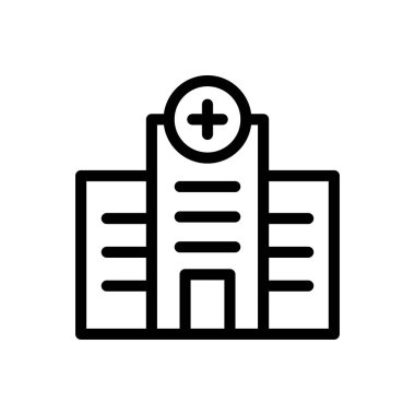 Saydam bir arkaplan üzerinde hastane vektör çizimi. Premium kalite semboller. Konsept ve grafik tasarım için ince çizgi simgesi.. 