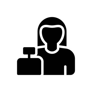 Şeffaf bir arkaplan üzerinde resepsiyonist vektör çizimi. Konsept ve grafik tasarım için en iyi kalite sembolleri..