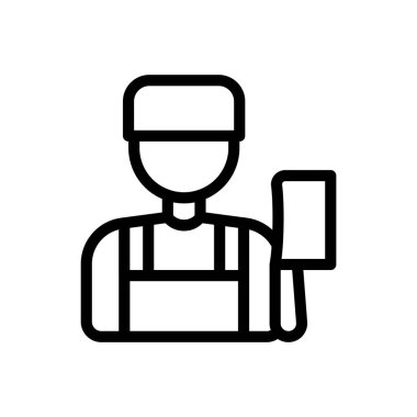 Şeffaf bir arkaplan üzerinde kasap vektör çizimi. Konsept ve grafik tasarımı için ince çizgi simgesi.. 