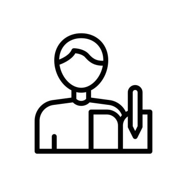 Şeffaf bir arkaplan üzerinde öğretmen vektör illüstrasyonu. Konsept ve grafik tasarımı için ince çizgi simgesi..