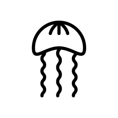 Şeffaf bir arkaplanda denizanası çizimi. Premium kalite semboller. Konsept ve grafik tasarım için ince çizgi simgesi.