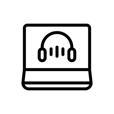 Şeffaf bir arkaplan üzerinde kafa telefonu vektör illüstrasyonu. Konsept ve grafik tasarım için ince çizgi simgesi..