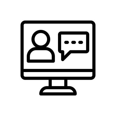 Şeffaf bir arkaplan üzerinde çevrimiçi vektör illüstrasyonu. Konsept ve grafik tasarım için ince çizgi simgesi.. 