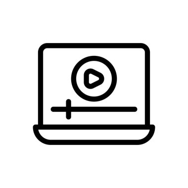 Saydam bir arkaplan üzerinde video vektör illüstrasyonu. Konsept ve grafik tasarımı için ince çizgi simgesi..