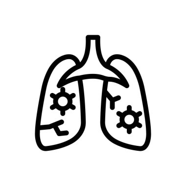 Şeffaf bir arkaplanda akciğer vektör çizimi. Konsept ve grafik tasarım için ince çizgi simgesi.. 