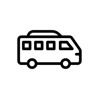 Şeffaf bir arkaplan üzerinde otobüs vektör çizimi. Premium kalite sembolleri. Konsept ve grafik tasarım için ince çizgi simgesi. 