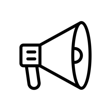 Şeffaf bir arkaplanda megafon vektör çizimi. Konsept ve grafik tasarımı için ince çizgi simgesi.. 