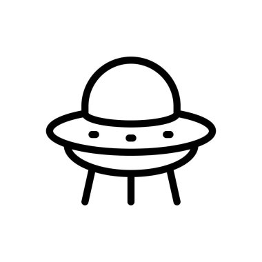 Şeffaf bir arkaplan üzerinde UFO vektör çizimi. Konsept ve grafik tasarımı için ince çizgi simgesi.. 