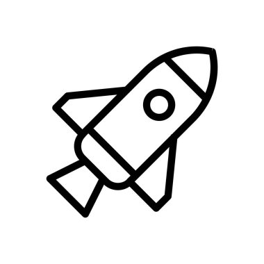 Şeffaf bir arkaplanda roket vektör çizimi. Konsept ve grafik tasarım için ince çizgi simgesi.. 