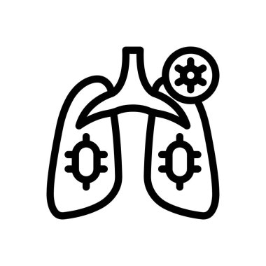 Şeffaf bir arkaplanda akciğer vektör çizimi. Konsept ve grafik tasarım için ince çizgi simgesi..
