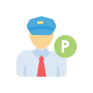 Saydam bir arkaplan üzerinde memur vektör illüstrasyonu. Konsept ve grafik tasarımı için birinci sınıf kalite simgeler.. 