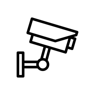 Saydam bir arkaplan üzerinde CCTV vektör çizimi. Premium kalite semboller. Konsept ve grafik tasarım için ince çizgi simgesi.