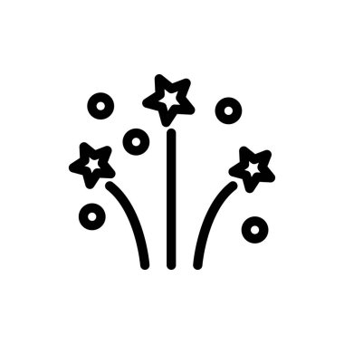 Şeffaf bir arkaplanda havai fişek vektör çizimi. Konsept ve grafik tasarım için ince çizgi simgesi..