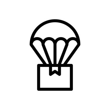 Şeffaf bir arkaplanda paraşüt vektör çizimi. Konsept ve grafik tasarımı için ince çizgi simgesi.. 