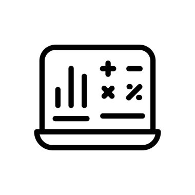 Şeffaf bir arkaplanda dizüstü bilgisayar vektör çizimi. Premium kalite semboller. Konsept ve grafik tasarım için ince çizgi simgesi.