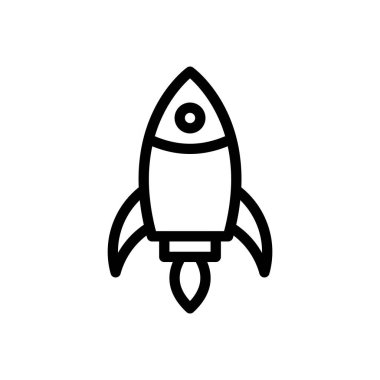 Şeffaf bir arkaplanda roket vektör çizimi. Konsept ve grafik tasarım için ince çizgi simgesi.. 