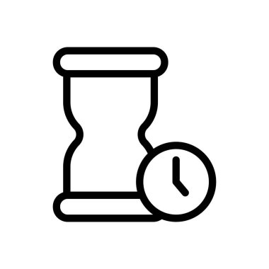 Şeffaf bir arkaplanda kum saati vektör çizimi. Konsept ve grafik tasarımı için ince çizgi simgesi..