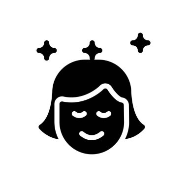 Saydam bir arkaplan üzerinde kız vektör çizimi. Konsept ve grafik tasarım simgeleri için kaliteli semboller.. 