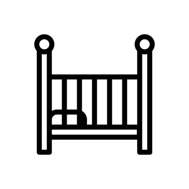 Şeffaf bir arkaplan üzerinde bebek yatağı çizimi. Premium kalite semboller. Konsept ve grafik tasarım için ince çizgi simgesi..