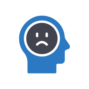 Şeffaf bir arkaplan üzerinde hüzünlü vektör çizimi. Konsept ve grafik tasarımı için kaliteli semboller..