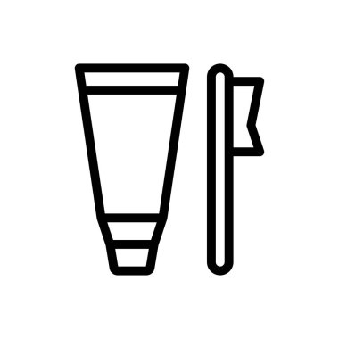 Şeffaf bir arkaplanda diş macunu vektör çizimi. Konsept ve grafik tasarımı için ince çizgi simgesi..