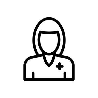 Saydam bir arkaplan üzerinde hemşire vektör çizimi. Premium kalite semboller. Konsept ve grafik tasarım için ince çizgi simgesi.