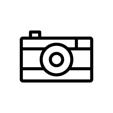 Şeffaf bir arkaplan üzerinde kamera vektör çizimi. Premium kalite semboller. Konsept ve grafik tasarım için ince çizgi simgesi. 