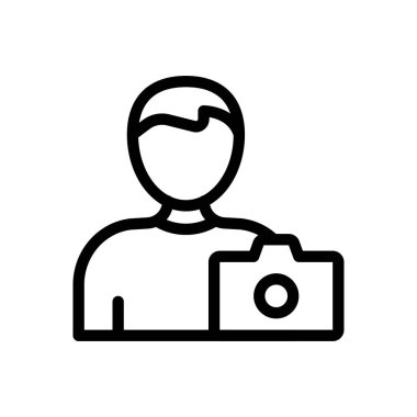 Saydam bir arkaplan üzerinde fotoğrafçı vektör çizimi. Premium kalite semboller. Konsept ve grafik tasarım için ince çizgi simgesi. 