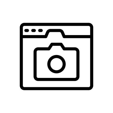 Saydam bir arkaplan üzerinde web sayfası vektör illüstrasyonu. Konsept ve grafik tasarımı için ince çizgi simgesi..