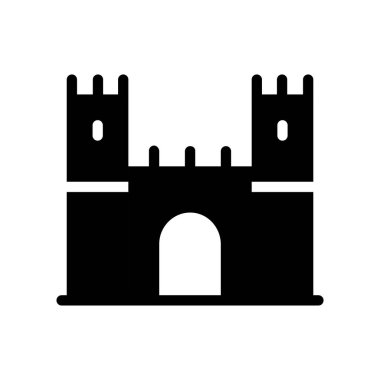 Şeffaf bir arkaplan üzerinde Castle vektör çizimi. Konsept ve grafik tasarım simgeleri için kaliteli semboller.. 