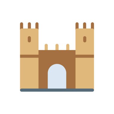 Şeffaf bir arkaplan üzerinde Castle vektör çizimi. Konsept ve grafik tasarım için premium kalite simgeleri.. 