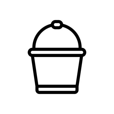 Şeffaf bir arkaplanda kova vektör çizimi. Konsept ve grafik tasarım için ince çizgi simgesi..