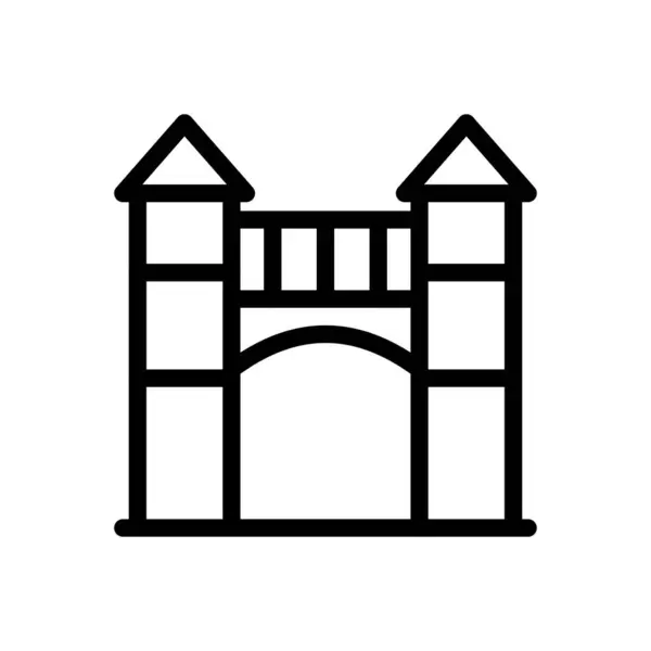 Gambar Vektor Kastil Pada Background Premium Kualitas Simbol Thin Baris - Stok Vektor