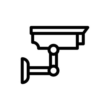 Saydam bir arkaplan üzerinde CCTV vektör çizimi. Premium kalite semboller. Konsept ve grafik tasarım için ince çizgi simgesi.