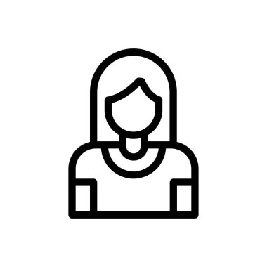 Saydam bir arkaplan üzerinde kız vektör çizimi. Premium kalite semboller. Konsept ve grafik tasarım için ince çizgi simgesi. 