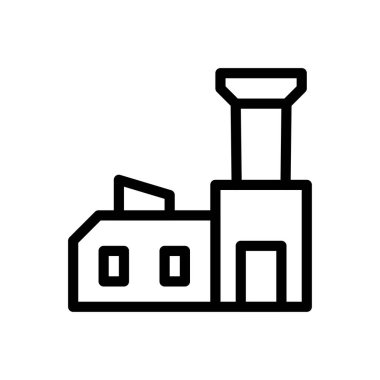 Şeffaf bir arkaplan üzerinde fabrika vektör çizimi. Premium kalite semboller. Konsept ve grafik tasarım için ince çizgi simgesi.