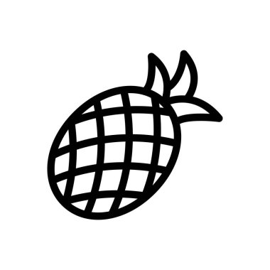 Şeffaf bir arkaplanda ananas vektör çizimi. Konsept ve grafik tasarımı için ince çizgi simgesi..