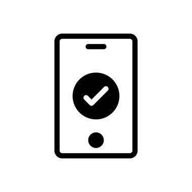 mobile check vector illustration on a transparent background.Premium quality symbols.Glyphs icon for concept and graphic design.