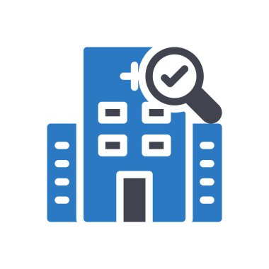Saydam bir arkaplan üzerinde hastane vektör çizimi. Konsept ve grafik tasarım simgeleri için kaliteli semboller..