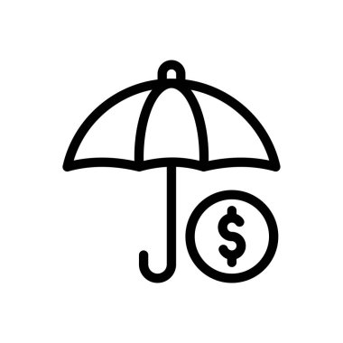 Saydam bir arkaplanda dolar koruma vektörü illüstrasyonu. Konsept ve grafik tasarım için ince çizgi simgesi..