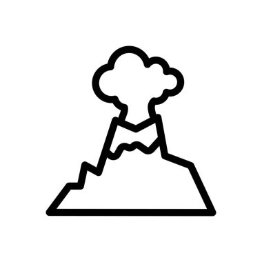 Saydam bir arkaplanda volkan vektör çizimi. Premium kalite semboller. Konsept ve grafik tasarım için ince çizgi simgesi.