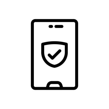 mobile shield vector illustration on a transparent background.Premium quality symbols.Thin line icon for concept and graphic design.