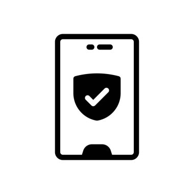 mobile shield vector illustration on a transparent background.Premium quality symbols.Glyphs icon for concept and graphic design.