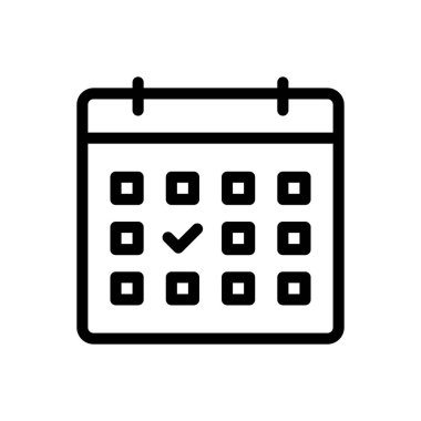 Şeffaf bir arkaplanda takvim vektör illüstrasyonu. Konsept ve grafik tasarımı için ince çizgi simgesi.. 