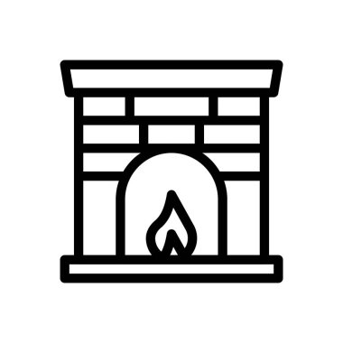 Şeffaf bir arkaplan üzerinde şömine vektör çizimi. Premium kalite semboller. Konsept ve grafik tasarım için ince çizgi simgesi.