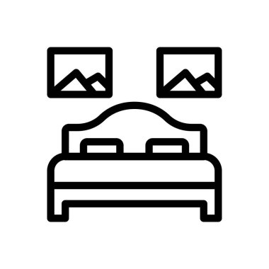 Saydam bir arkaplanda çift yataklı vektör çizimi. Premium kalite semboller. Konsept ve grafik tasarım için ince çizgi simgesi. 