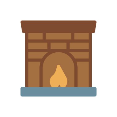 Şeffaf bir arkaplan üzerinde şömine vektör çizimi. Konsept ve grafik tasarımı için birinci sınıf kalite semboller..