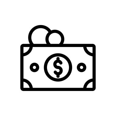 Şeffaf bir arkaplan üzerinde nakit vektör çizimi. Premium kalite semboller. Konsept ve grafik tasarım için ince çizgi simgesi. 