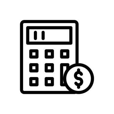 Şeffaf bir arkaplan üzerinde hesap makinesi vektör çizimi. Konsept ve grafik tasarımı için ince çizgi simgesi..